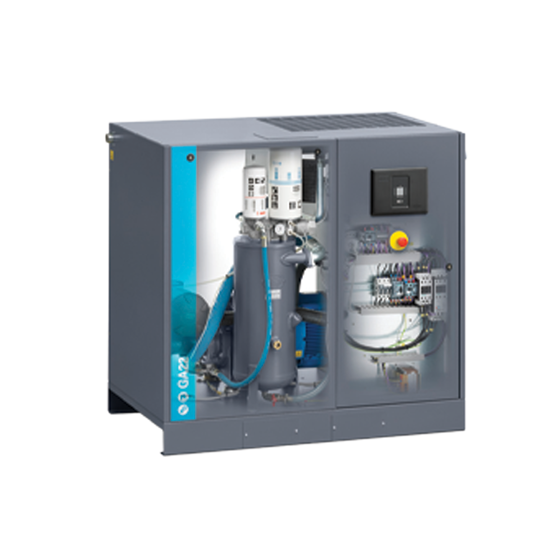 Atlas Copco GA 15 air compressor cutaway showing internal components  - 8153653897